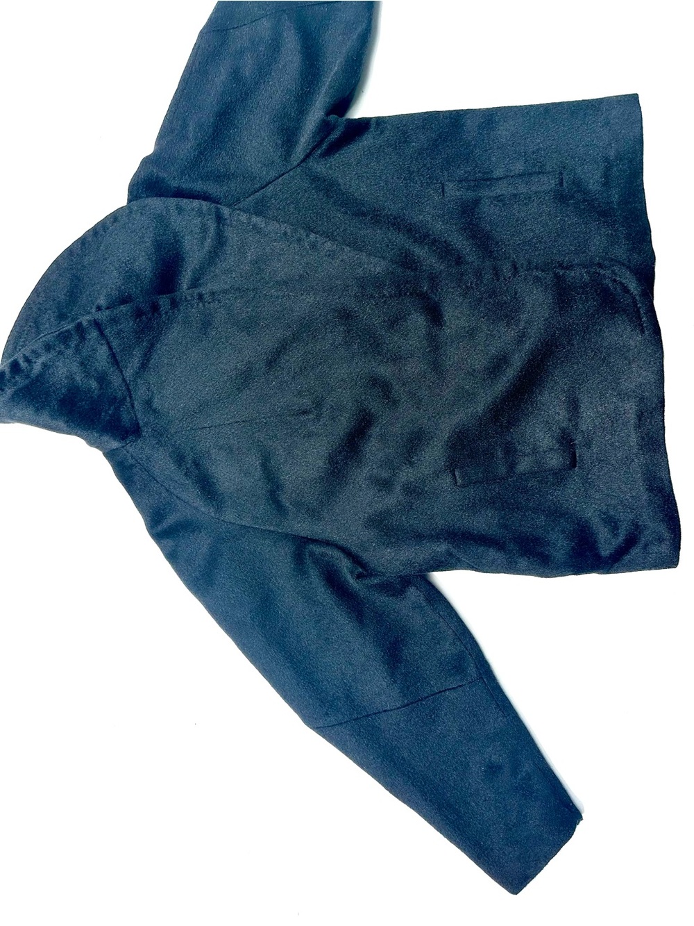 Vintage Cashmere Minimalist Women's Black Short Coat Jacket, Shawl Collar, S-M-L - Picture 5 of 16